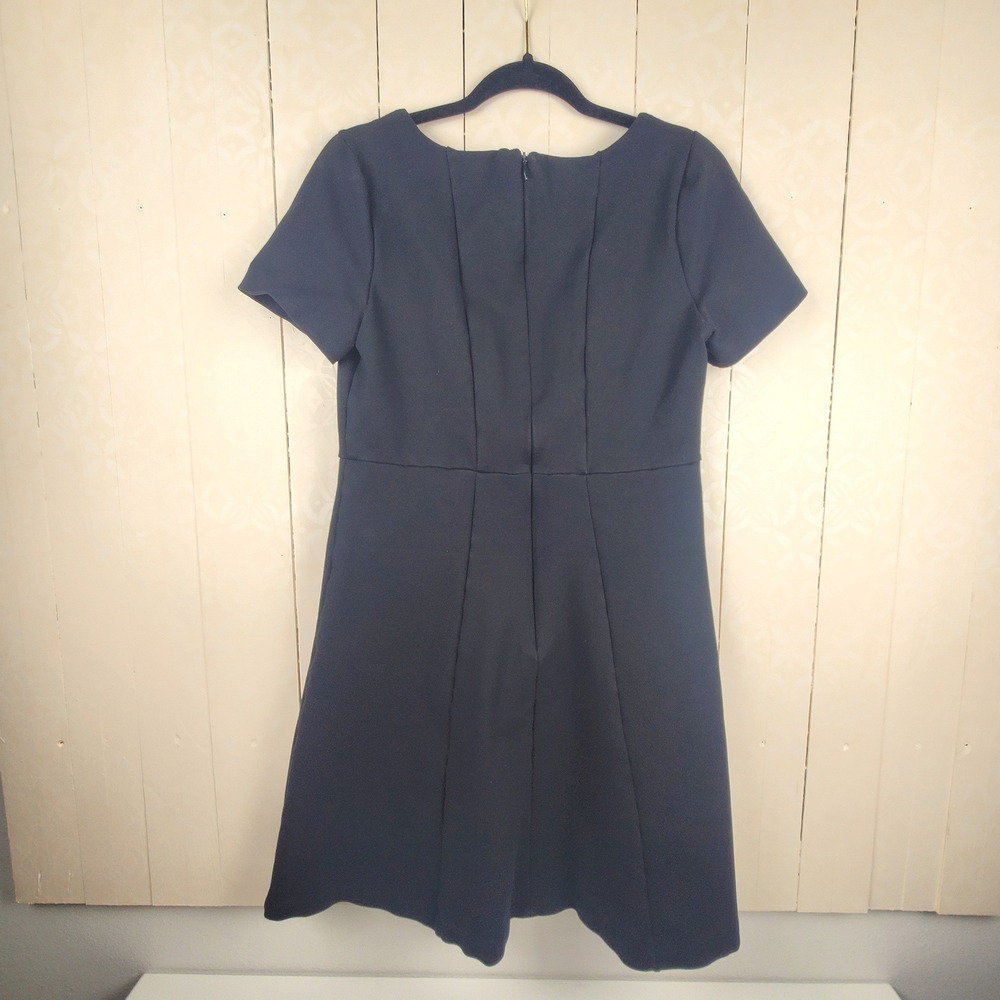 Premise Fit and Flare Black Dress Womens Size 8 Short Sleeve Ponte